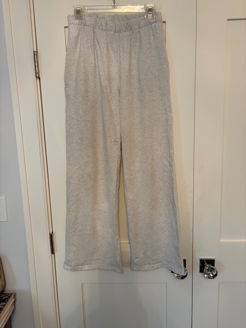 John Galt Women's Light Gray Wide-Leg sweatpants with Elastic Waist Sz 3/ large